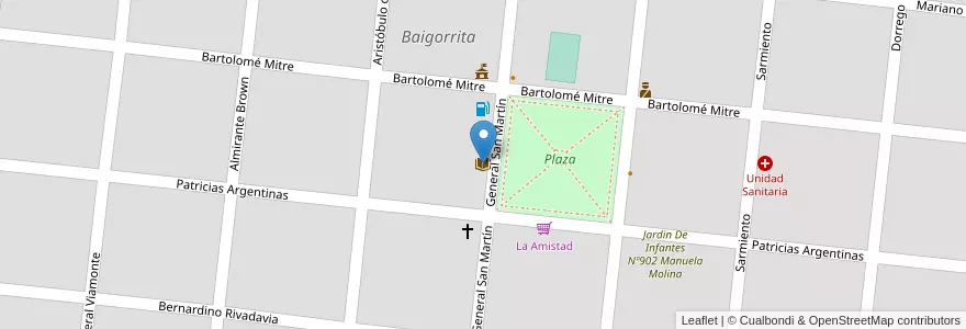 Mapa de ubicacion de Biblioteca Popular en アルゼンチン, ブエノスアイレス州, Partido De General Viamonte, Baigorrita.