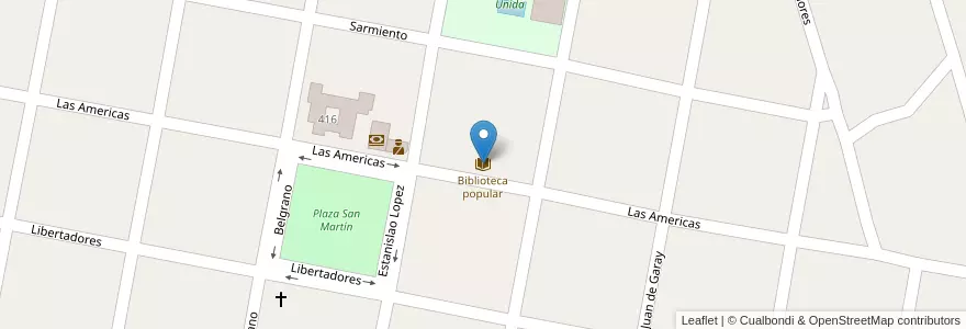 Mapa de ubicacion de Biblioteca popular en 아르헨티나, Santa Fe, Departamento Las Colonias, Municipio De Santo Domingo, Santo Domingo.
