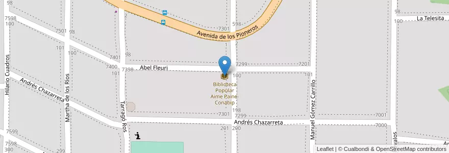 Mapa de ubicacion de Biblioteca Popular Aime Paine-Conabip en Argentina, Chile, Wilayah Río Negro, Departamento Bariloche, Municipio De San Carlos De Bariloche, San Carlos De Bariloche.