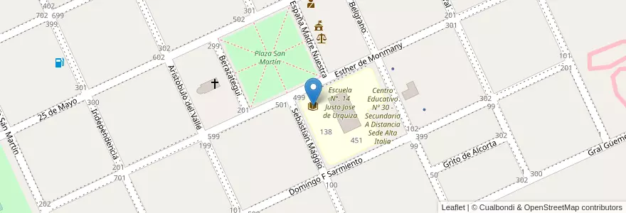 Mapa de ubicacion de Biblioteca Popular Alberto Cortez en Аргентина, Ла-Пампа, Departamento Realicó, Municipio De Alta Italia.