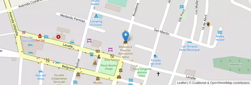 Mapa de ubicacion de Biblioteca Popular Bartolomé Mitre en Argentinien, Jujuy, Departamento Tilcara, Municipio De Tilcara.
