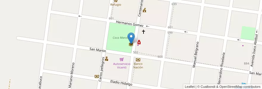 Mapa de ubicacion de Biblioteca Popular Carlos Maria de Alvear en アルゼンチン, コリエンテス州, Departamento General Alvear, Municipio De Alvear.