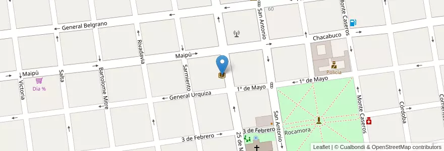 Mapa de ubicacion de Biblioteca Popular "Carlos Mastronardi" en Argentinië, Entre Ríos, Departamento Gualeguay, Distrito Cuchilla, Gualeguay.