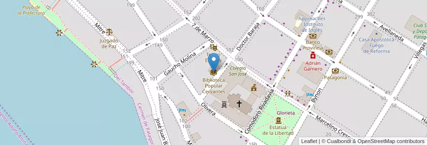 Mapa de ubicacion de Biblioteca Popular Cervantes en Arjantin, Buenos Aires, Partido De Patagones, Carmen De Patagones.