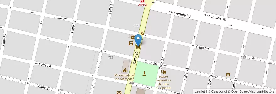 Mapa de ubicacion de Biblioteca Popular D. F. Sarmiento en Arjantin, Buenos Aires, Partido De Mercedes, Mercedes.