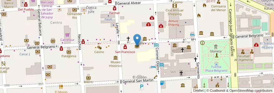 Mapa de ubicacion de Biblioteca Popular de Jujuy en آرژانتین, Jujuy, Departamento Doctor Manuel Belgrano, Municipio De San Salvador De Jujuy.