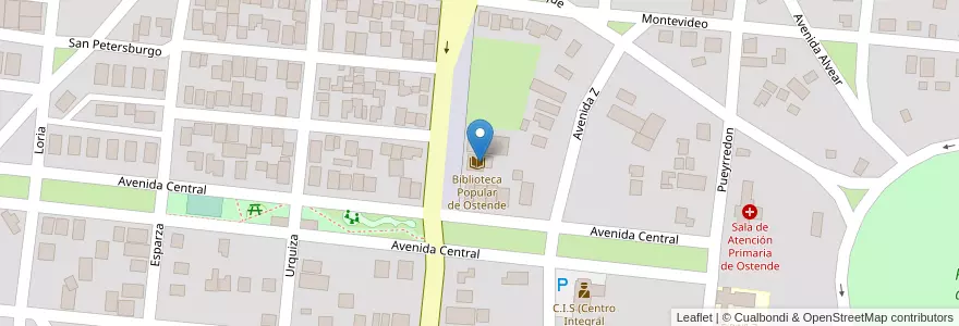 Mapa de ubicacion de Biblioteca Popular de Ostende en アルゼンチン, ブエノスアイレス州, Partido De Pinamar.