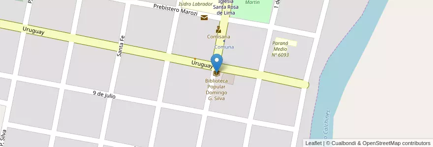 Mapa de ubicacion de Biblioteca Popular Domingo G. Silva en Аргентина, Санта-Фе, Departamento Garay, Municipio De Santa Rosa De Calchines, Santa Rosa.
