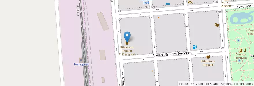 Mapa de ubicacion de Biblioteca Popular E ,Tornquist en 阿根廷, 布宜诺斯艾利斯省, Partido De Tornquist, Tornquist.