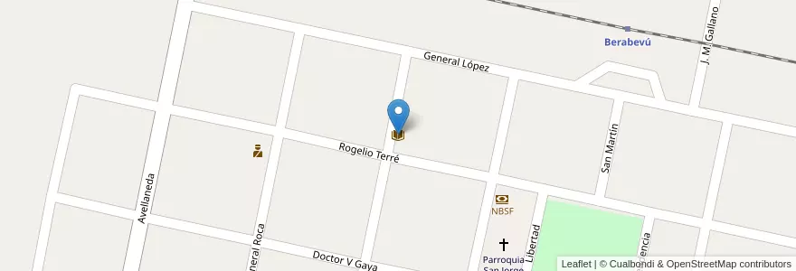 Mapa de ubicacion de Biblioteca Popular 'El Ateneo' en Argentinien, Santa Fe, Departamento Caseros, Municipio De Berabevú.