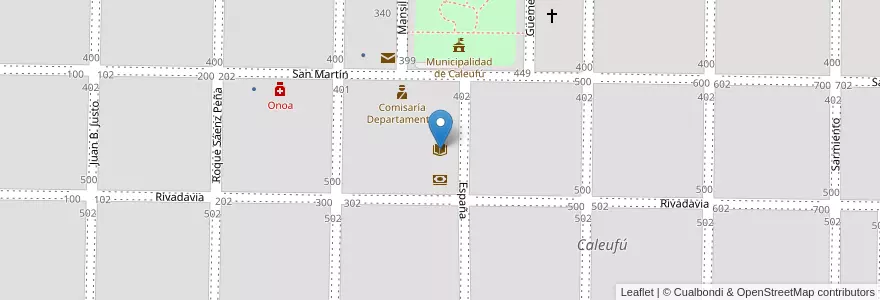 Mapa de ubicacion de Biblioteca Popular Florentino Ameghino en アルゼンチン, ラ・パンパ州, Departamento Rancul, Municipio De Caleufú.