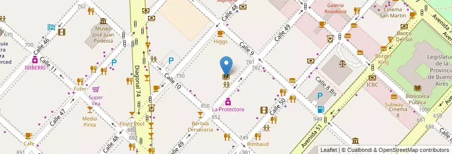Mapa de ubicacion de Biblioteca Popular "Francisco Romero Delgado", Casco Urbano en Argentina, Buenos Aires, Partido De La Plata, La Plata.
