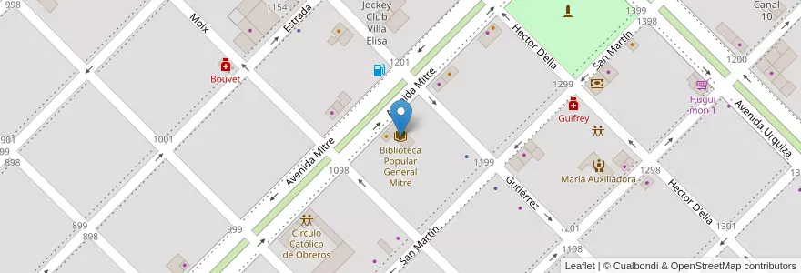 Mapa de ubicacion de Biblioteca Popular General Mitre en Argentina, Entre Ríos Province, Departamento Colón, Distrito Segundo, Villa Elisa, Villa Elisa.