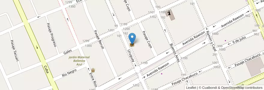 Mapa de ubicacion de Biblioteca Popular Gonzalo Delfino en Arjantin, Chubut, Trelew, Departamento Rawson.