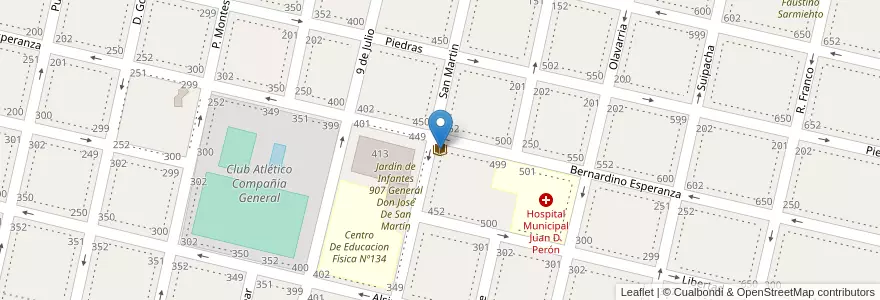 Mapa de ubicacion de Biblioteca Popular Juan Bautista Alberdi en Argentina, Buenos Aires, Partido De Salto.