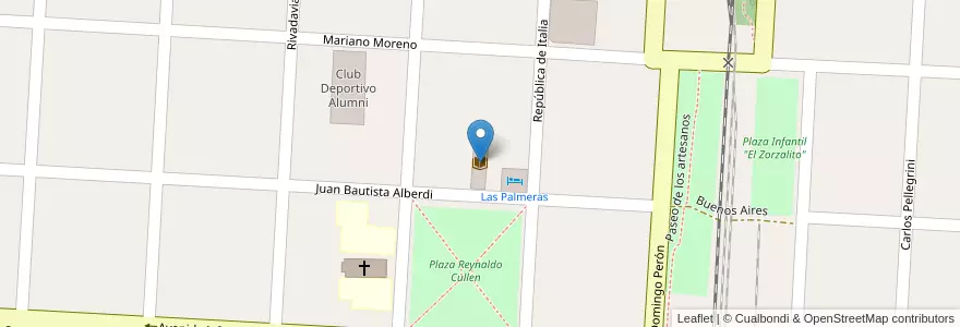 Mapa de ubicacion de Biblioteca Popular Juan Bautista Alberdi en 아르헨티나, Santa Fe, Departamento La Capital, Municipio De Laguna Paiva.