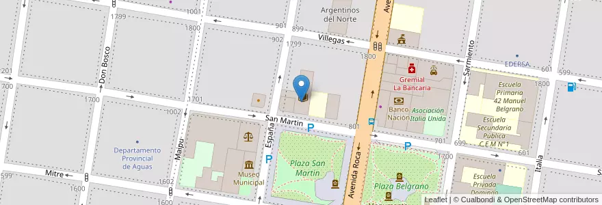 Mapa de ubicacion de Biblioteca Popular Julio A. Roca en アルゼンチン, リオネグロ州, General Roca, Departamento General Roca, General Roca.