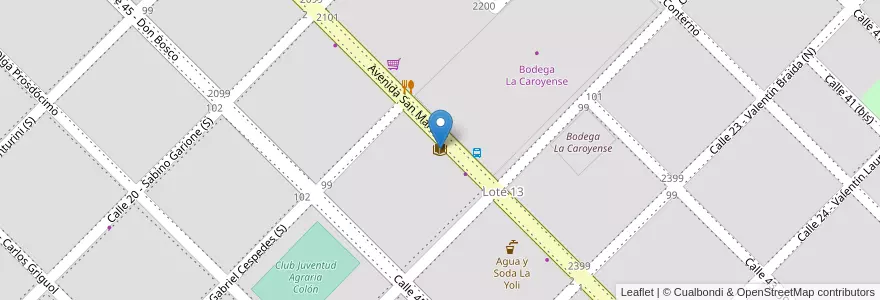 Mapa de ubicacion de Biblioteca Popular La Bicicleta en Argentinië, Córdoba, Departamento Colón, Pedanía Cañas, Municipio De Colonia Caroya, Colonia Caroya.