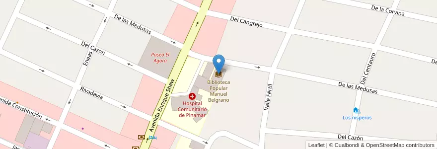 Mapa de ubicacion de Biblioteca Popular Manuel Belgrano en アルゼンチン, ブエノスアイレス州, Partido De Pinamar.