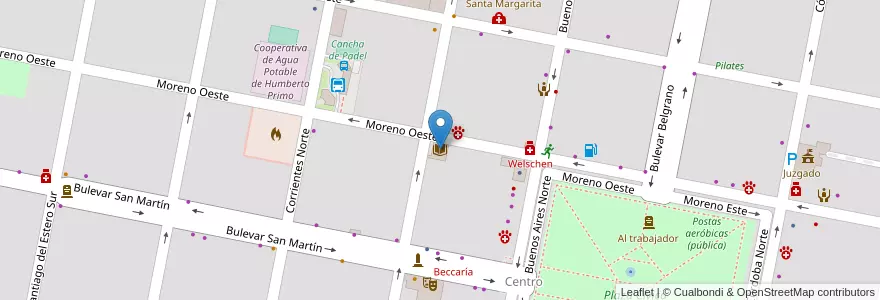 Mapa de ubicacion de Biblioteca Popular Mariano Moreno en Аргентина, Санта-Фе, Departamento Castellanos, Municipio De Humberto Primo, Humberto Primo.