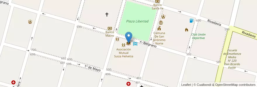 Mapa de ubicacion de Biblioteca Popular Mariano Moreno en Argentinië, Santa Fe, Departamento Las Colonias, Municipio De San Jerónimo Norte, San Jerónimo Norte.
