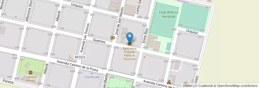 Mapa de ubicacion de Biblioteca Popular Pablo A. Pizzurno en 아르헨티나, Santa Fe, Departamento Iriondo, Municipio De Bustinza, Bustinza.