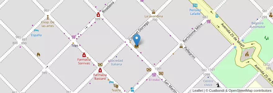 Mapa de ubicacion de Biblioteca Popular Pringles en 아르헨티나, 부에노스아이레스주, Partido De Coronel Pringles, Coronel Pringles.