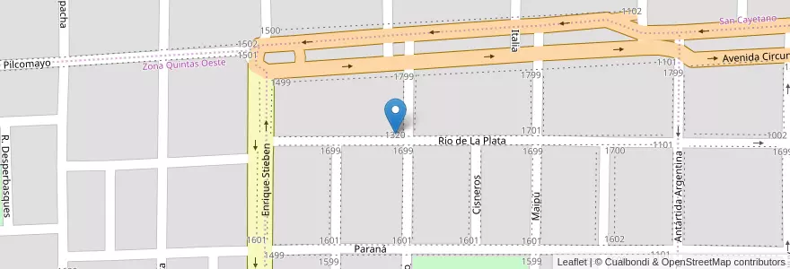 Mapa de ubicacion de Biblioteca Popular "Raúl Isidoro D'atri" en 아르헨티나, La Pampa, Municipio De Santa Rosa, Departamento Capital, Santa Rosa.