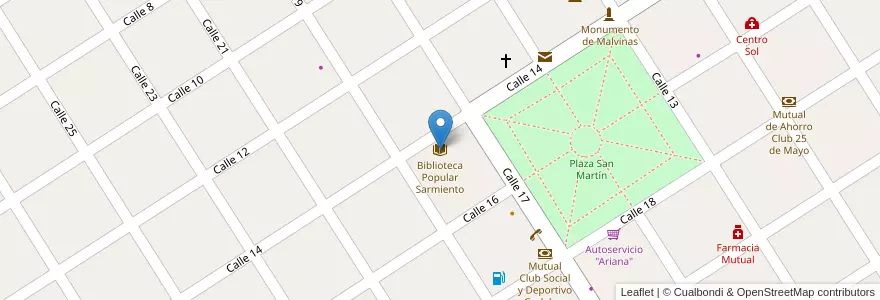 Mapa de ubicacion de Biblioteca Popular Sarmiento en Arjantin, Santa Fe, Municipio De Gödeken, Departamento Caseros.