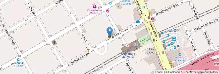 Mapa de ubicacion de Biblioteca Popular Sudestada en アルゼンチン, ブエノスアイレス州, Partido De Vicente López, Vicente López.