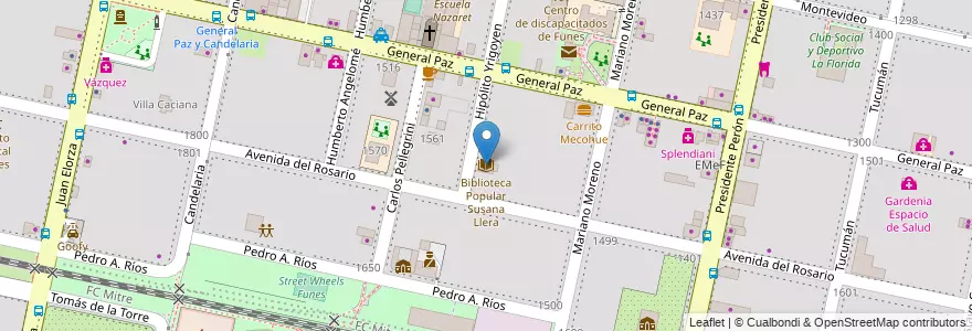 Mapa de ubicacion de Biblioteca Popular Susana Llera en Argentinië, Santa Fe, Departamento Rosario, Municipio De Funes, Funes.