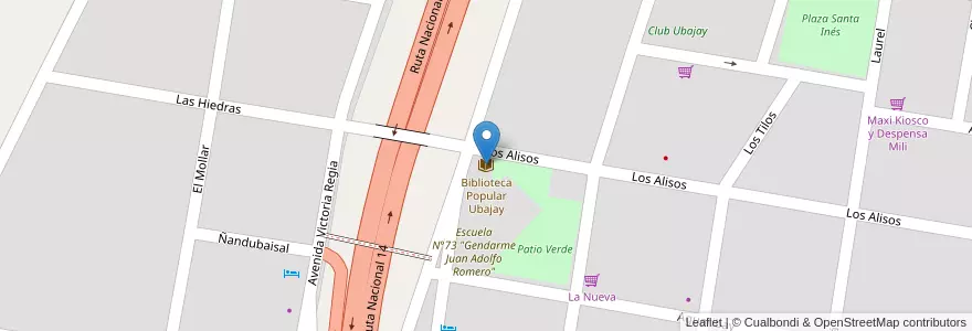 Mapa de ubicacion de Biblioteca Popular Ubajay en 阿根廷, 恩特雷里奥斯省, Departamento Colón, Distrito Sexto.