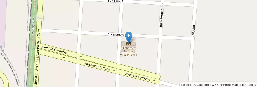 Mapa de ubicacion de Biblioteca Popular Villa Talleres en الأرجنتين, سانتا في, إدارة العاصمة, Municipio De Laguna Paiva.