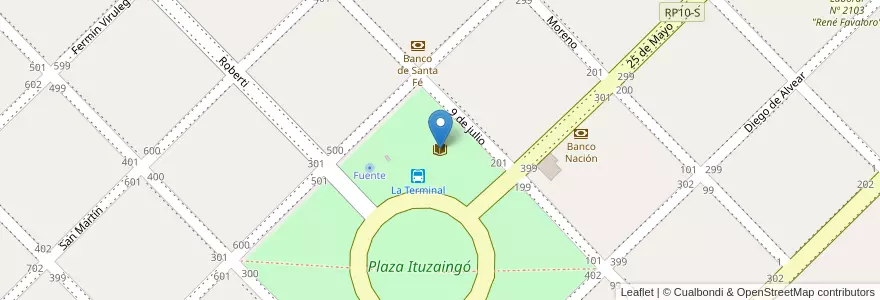 Mapa de ubicacion de Biblioteca Pública en Arjantin, Santa Fe, Departamento General López, Municipio De Teodelina.