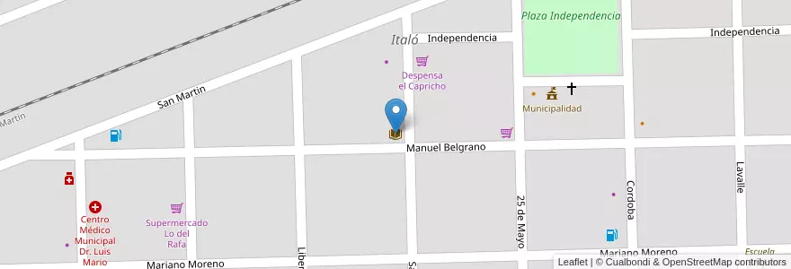 Mapa de ubicacion de Biblioteca Pública en Argentinië, Córdoba, Departamento General Roca, Pedanía Italó, Municipio De Italó, Italó.