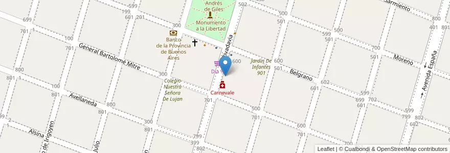 Mapa de ubicacion de Biblioteca Pública Alberdi en آرژانتین, استان بوئنوس آیرس, Partido De San Andrés De Giles.