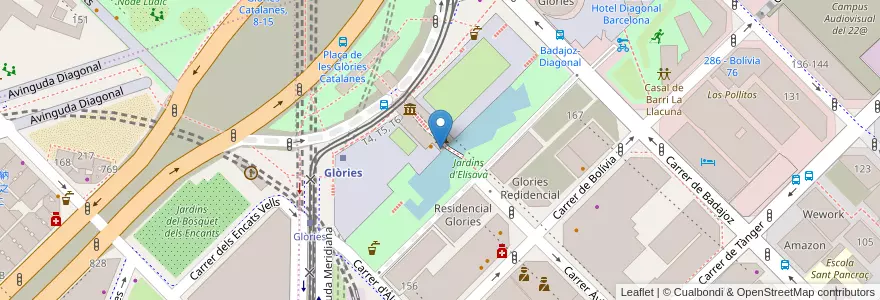 Mapa de ubicacion de Biblioteca pública del Clot, Josep Benet en إسبانيا, كتالونيا, برشلونة, بارسلونس, Barcelona.