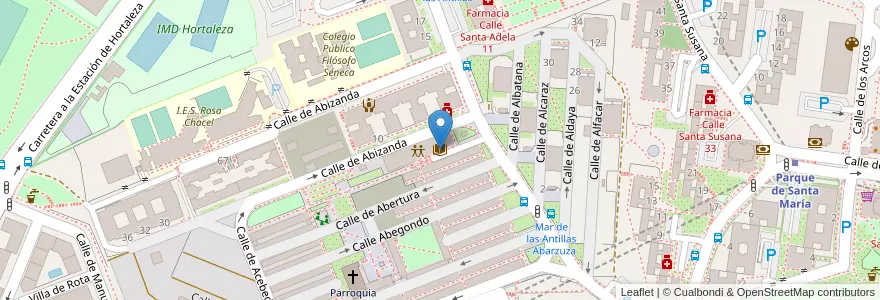 Mapa de ubicacion de Biblioteca Pública Hortaleza en Spain, Community Of Madrid, Community Of Madrid, Área Metropolitana De Madrid Y Corredor Del Henares, Madrid.