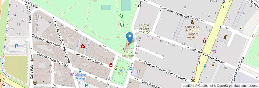 Mapa de ubicacion de Biblioteca Pública Javier Tomeo (el Rabal) en اسپانیا, Aragón, ساراگوسا, Zaragoza, ساراگوسا.
