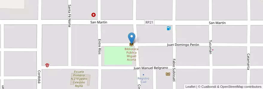 Mapa de ubicacion de Biblioteca Pública Miguel Acorta en Аргентина, Чако, Departamento O'Higgins, Municipio De La Clotilde, La Clotilde.