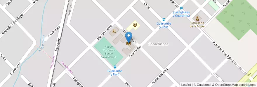 Mapa de ubicacion de Biblioteca Pública Municipal Cristina Clement en آرژانتین, استان انتره ریوس, Departamento Federación, Distrito Mandisoví, Chajarí.