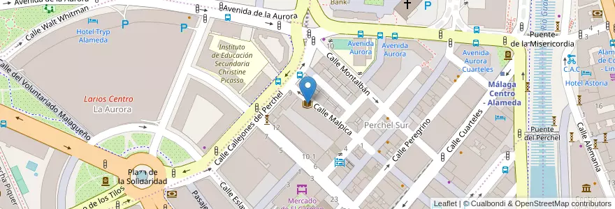Mapa de ubicacion de Biblioteca Pública Municipal Jorge Guillén en 스페인, Andalucía, Málaga, Málaga-Costa Del Sol, Málaga.