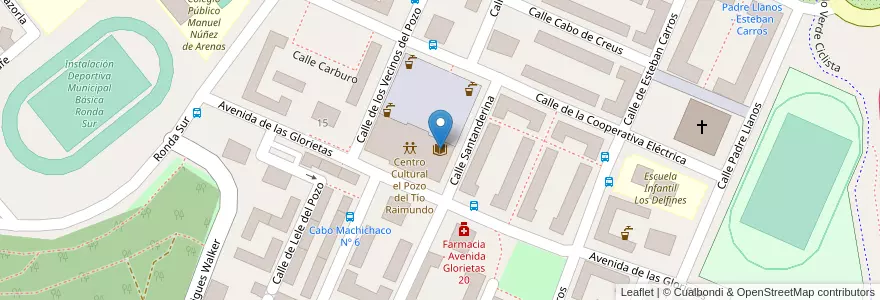 Mapa de ubicacion de Biblioteca Pública Municipal Pozo del Tío Raimundo en Испания, Мадрид, Мадрид, Área Metropolitana De Madrid Y Corredor Del Henares, Мадрид.