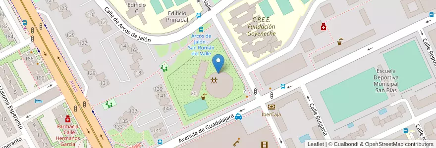 Mapa de ubicacion de Biblioteca Pública Municipal San Blas en Spain, Community Of Madrid, Community Of Madrid, Área Metropolitana De Madrid Y Corredor Del Henares, Madrid.