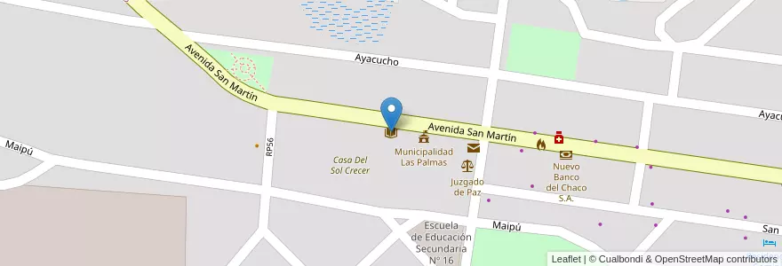 Mapa de ubicacion de Biblioteca Publica Popular Nº 38 Gaspar L. Benavento en Arjantin, Chaco, Departamento Bermejo, La Leonesa - Las Palmas, Municipio De Las Palmas.
