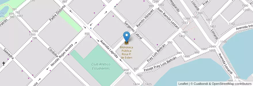 Mapa de ubicacion de Biblioteca Pública Rosa P. de Eiden en Аргентина, Чако, Departamento San Fernando, Ресистенсия, Resistencia.
