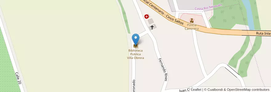 Mapa de ubicacion de Biblioteca Pública Villa Obrera en Argentina, Chile, Neuquén, Departamento Confluencia, Centenario.