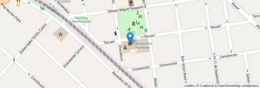 Mapa de ubicacion de Biblioteca Pública y Popular Rosario Vera Peñaloza en Argentinië, Buenos Aires, Partido De Morón, Haedo.