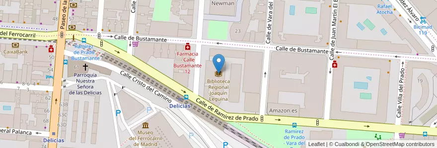Mapa de ubicacion de Biblioteca Regional Joaquín Leguina en Espanha, Comunidade De Madrid, Comunidade De Madrid, Área Metropolitana De Madrid Y Corredor Del Henares, Madrid.