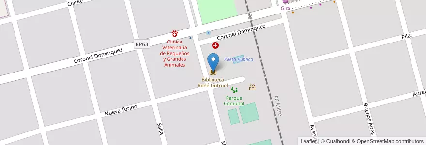 Mapa de ubicacion de Biblioteca René Dutruel en アルゼンチン, サンタフェ州, Departamento Las Colonias, Municipio De Santa Clara De Buena Vista.